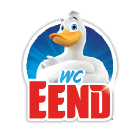 Logo van WC Eend – toiletreinigingsmerk bekend van de zwanenhalsfles en frisse geuren
