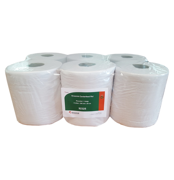 Kroonint Centerfeed Rol Recycled 1-laags 20cmx300m 6 rollen
