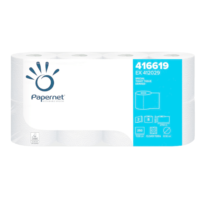 Papernet Toiletpapier, 250vel, naturel, 2-laags, 8x8 rollen